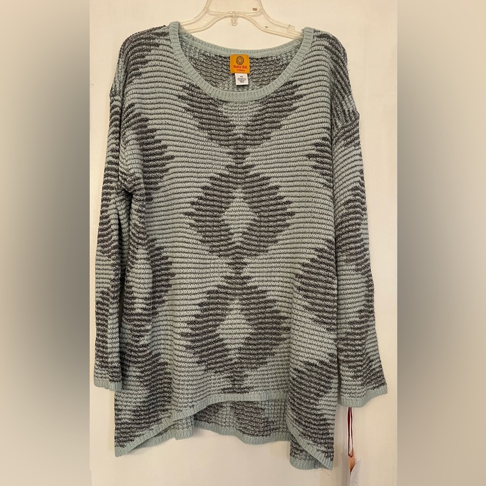 NWT - Ruby Rd. Teal/Gray Light Weight Sweater